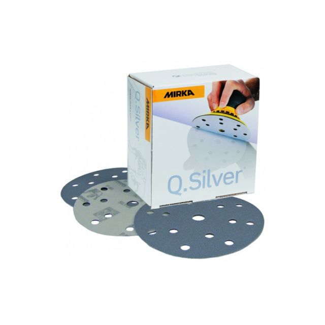 2B-647-320, Mirka Q-Silver 5 in. 17 Hole Vacuum Grip Disc 320G, Qty. 50