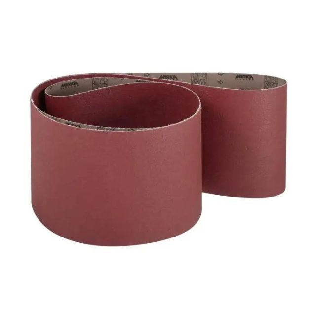 MK57-17-54-180T Mirka Hiolit 17" x 54" Wide Sanding Belts with TS-Joint are a semi-open stiff universal abrasive for belt sanding and other machine sanding where it has excellent edge wear resistance and durability.
