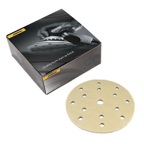 Mirka Gold Soft 6 in. 320G 15 Hole Grip Disc, Qty 20 23-645-320