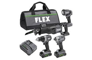 Flex Tools Drill Driver Impact Driver Reciprocating Saw and Work Light Combo Kit FXM401-2A