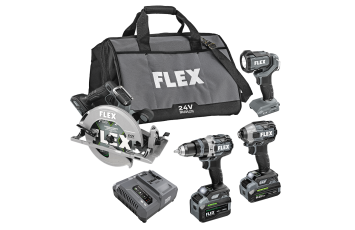 Flex Tools Hammer Drill Impact Driver Circular Saw and Work Light Stacked Lithium Combo Kit FXM403-2G