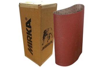 MK57-43-84-080 Mirka Hiolit  43" x 84" Wide Sanding Belts with TS-Joint are a semi-open stiff universal abrasive for belt sanding and other machine sanding where it has excellent edge wear resistance and durability.
