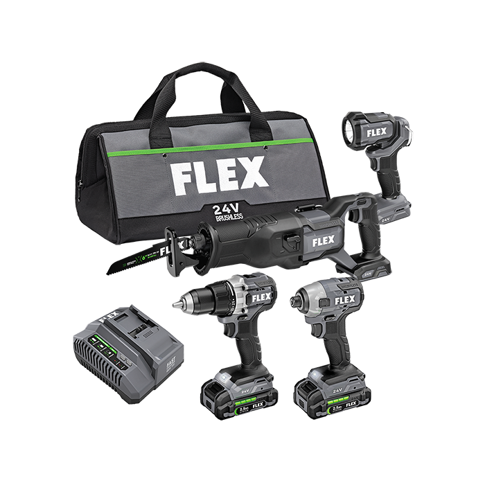 Flex Tools Drill Driver Impact Driver Reciprocating Saw and Work Light Combo Kit FXM401-2A