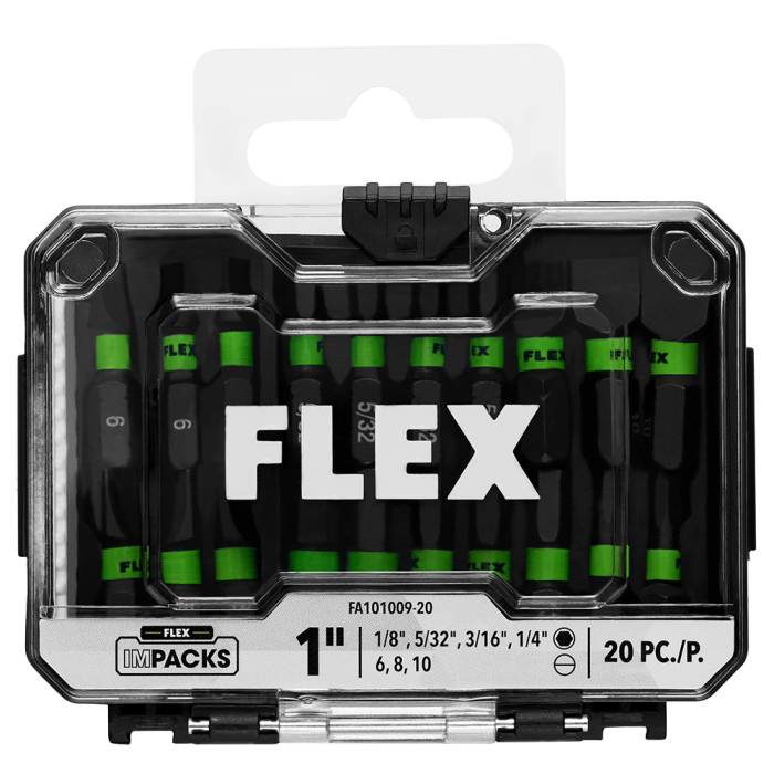 Flex Tools IMPACKS 20-Piece 1 Mixed Allen Slotted Impact Driver Bit Set FA101009-20