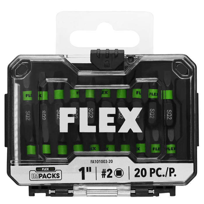 Flex Tools IMPACKS 20-Piece 1 SQ2 Impact Driver Bit Set FA101003-20