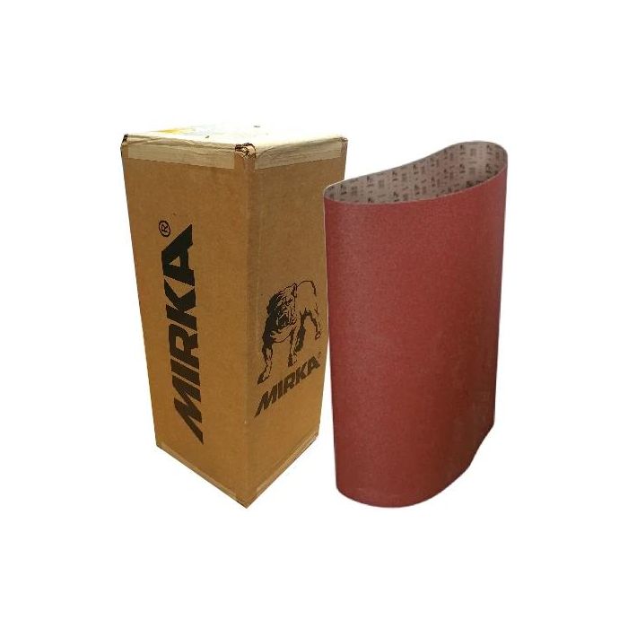 MK57-43-84-080 Mirka Hiolit  43" x 84" Wide Sanding Belts with TS-Joint are a semi-open stiff universal abrasive for belt sanding and other machine sanding where it has excellent edge wear resistance and durability.
