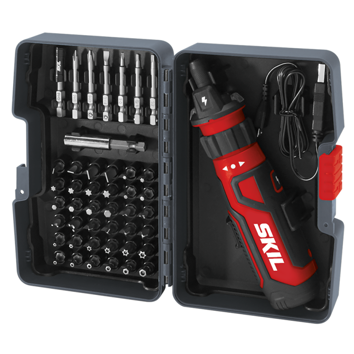 Skil Rechargeable 4V Screwdriver with Circuit Sensor Technology 45 PC Bit Kit SD561204