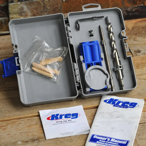 The contents inside a Kreg Jig R3 box